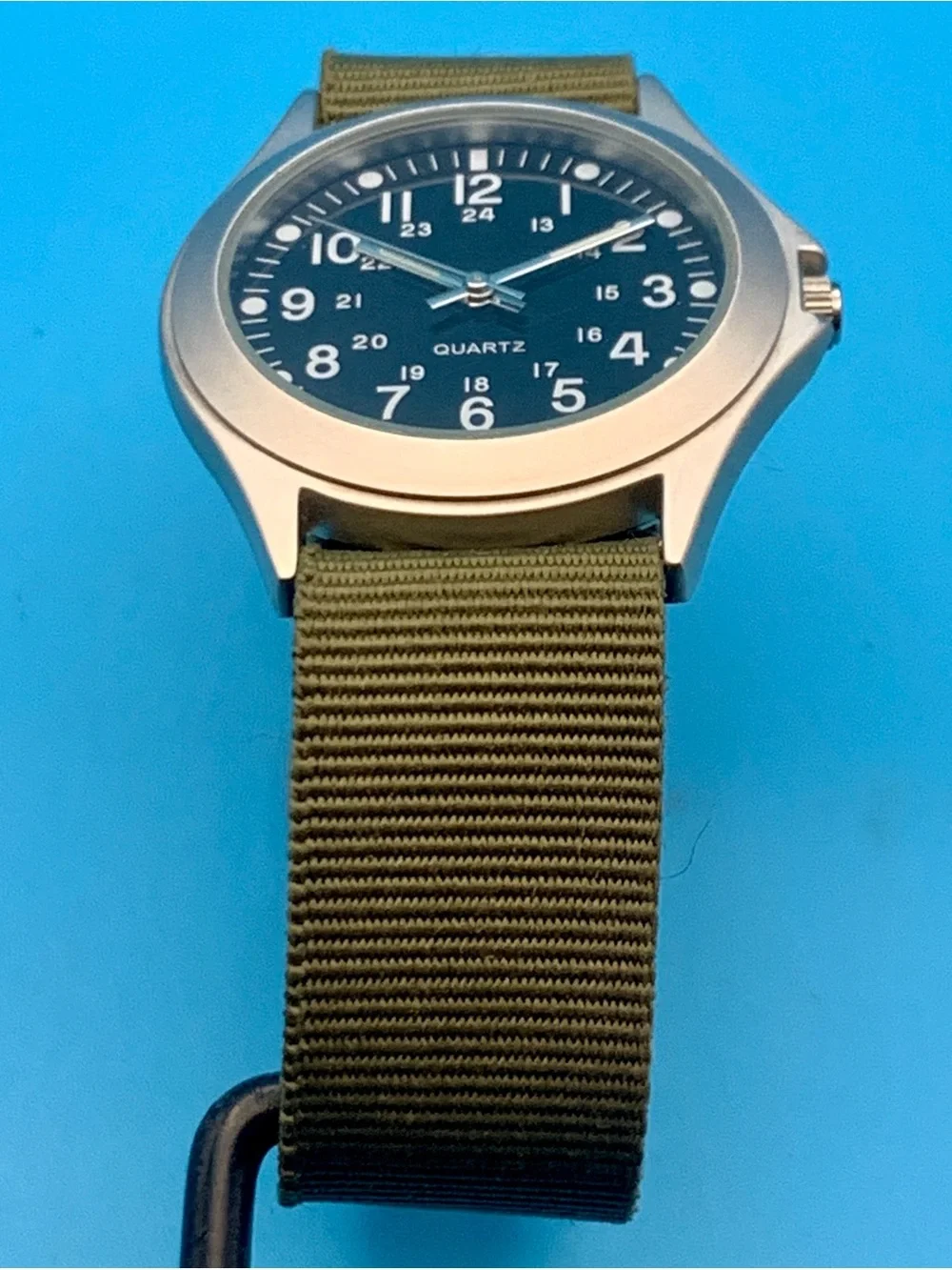 Men’s Military Field Quartz Wristwatch Nylon Strap Working New Battery
